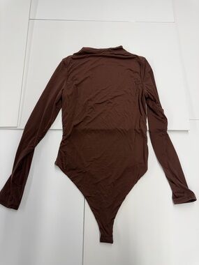 Naked Wardrobe Brown Long Sleeve Bodysuit Size Large